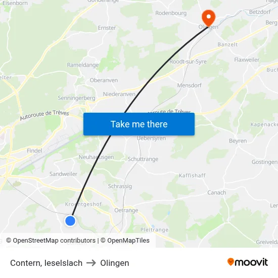 Contern, Ieselslach to Olingen map