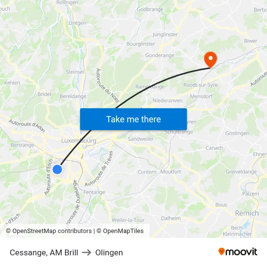 Cessange, AM Brill to Olingen map