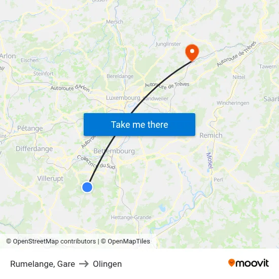 Rumelange, Gare to Olingen map