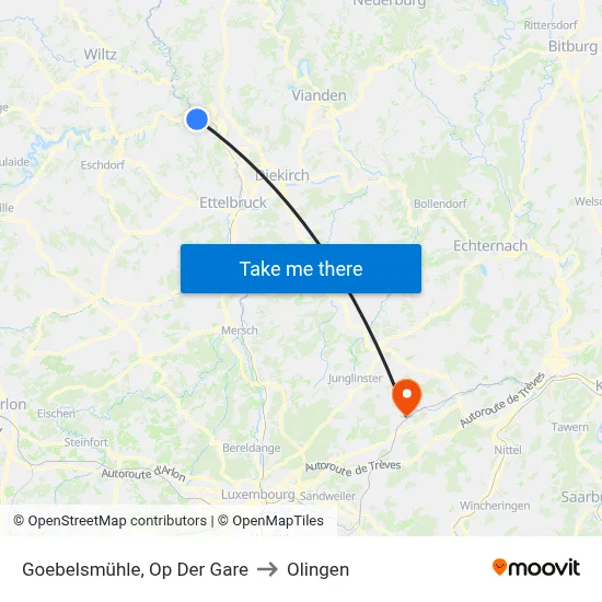 Goebelsmühle, Op Der Gare to Olingen map