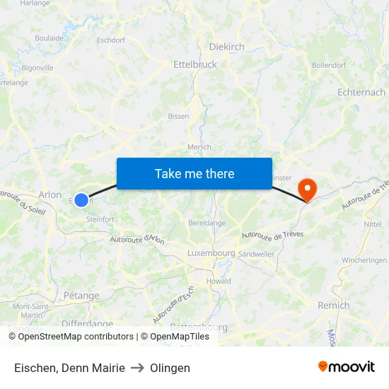 Eischen, Denn Mairie to Olingen map