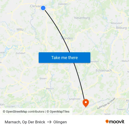Marnach, Op Der Bréck to Olingen map