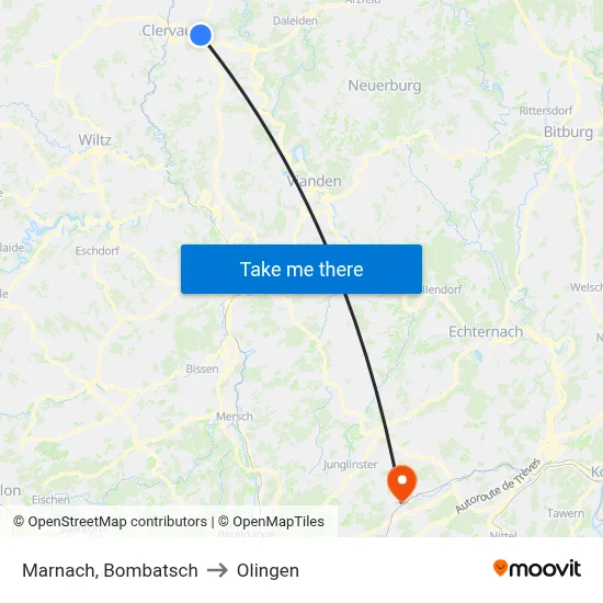 Marnach, Bombatsch to Olingen map