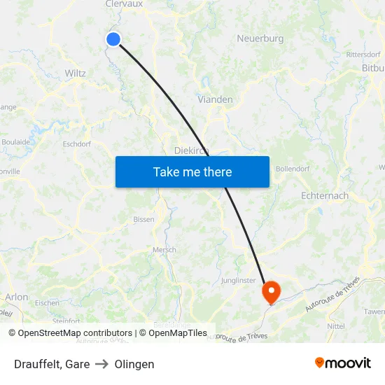 Drauffelt, Gare to Olingen map