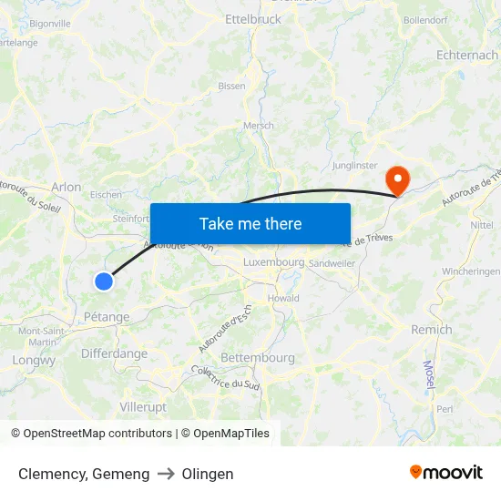Clemency, Gemeng to Olingen map