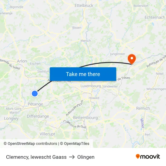 Clemency, Iewescht Gaass to Olingen map