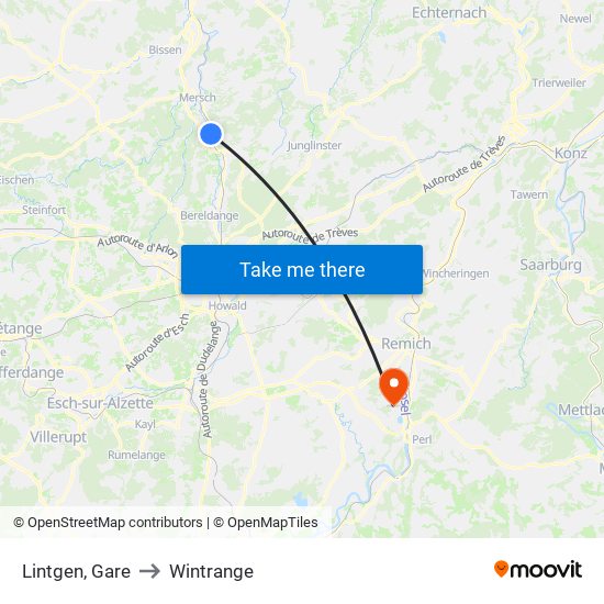 Lintgen, Gare to Wintrange map
