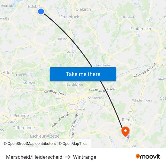 Merscheid/Heiderscheid to Wintrange map