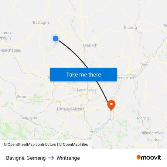 Bavigne, Gemeng to Wintrange map