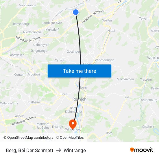 Berg, Bei Der Schmett to Wintrange map