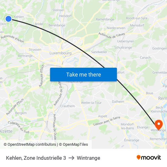 Kehlen, Zone Industrielle 3 to Wintrange map