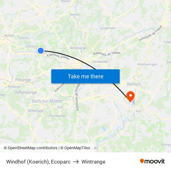 Windhof (Koerich), Ecoparc to Wintrange map