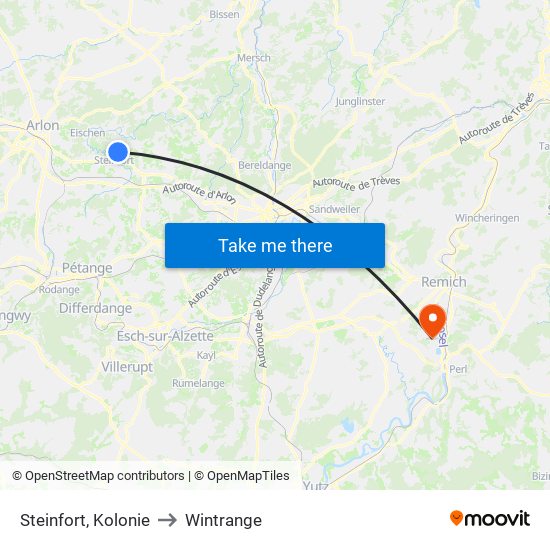 Steinfort, Kolonie to Wintrange map