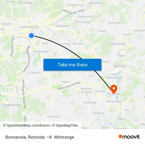 Bonnevoie, Rotonde to Wintrange map