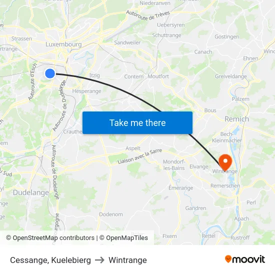 Cessange, Kuelebierg to Wintrange map