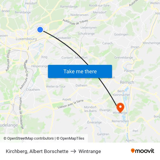 Kirchberg, Albert Borschette to Wintrange map