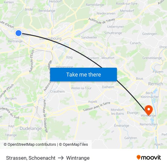 Strassen, Schoenacht to Wintrange map