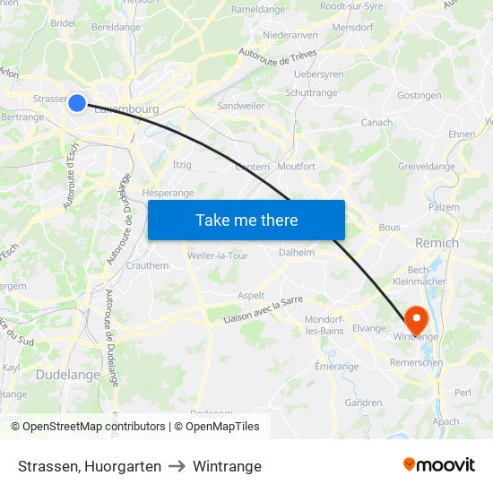 Strassen, Huorgarten to Wintrange map
