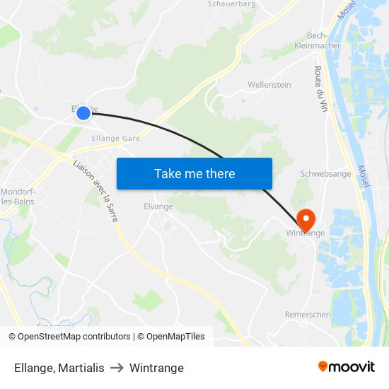 Ellange, Martialis to Wintrange map