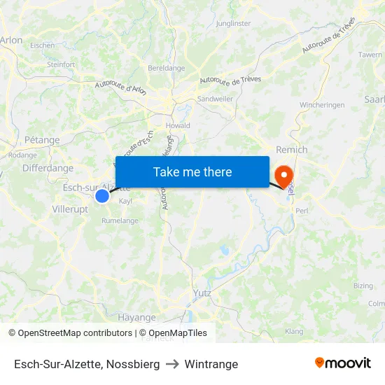 Esch-Sur-Alzette, Nossbierg to Wintrange map