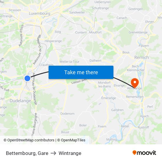 Bettembourg, Gare to Wintrange map