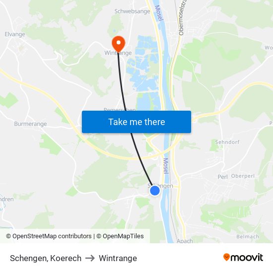 Schengen, Koerech to Wintrange map