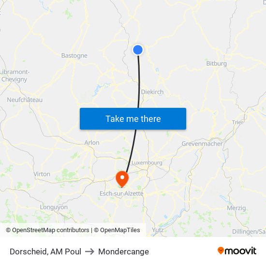 Dorscheid, AM Poul to Mondercange map