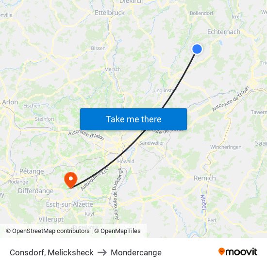 Consdorf, Melicksheck to Mondercange map