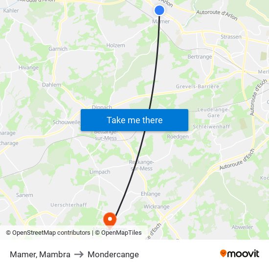 Mamer, Mambra to Mondercange map