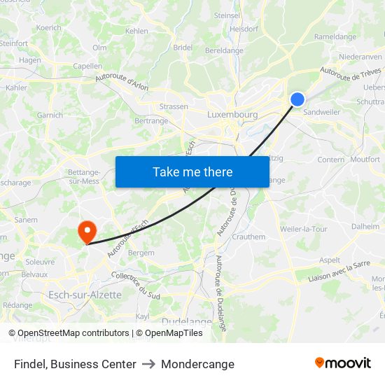 Findel, Business Center to Mondercange map