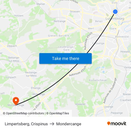 Limpertsberg, Crispinus to Mondercange map