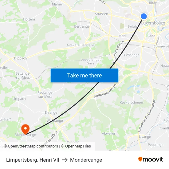 Limpertsberg, Henri VII to Mondercange map