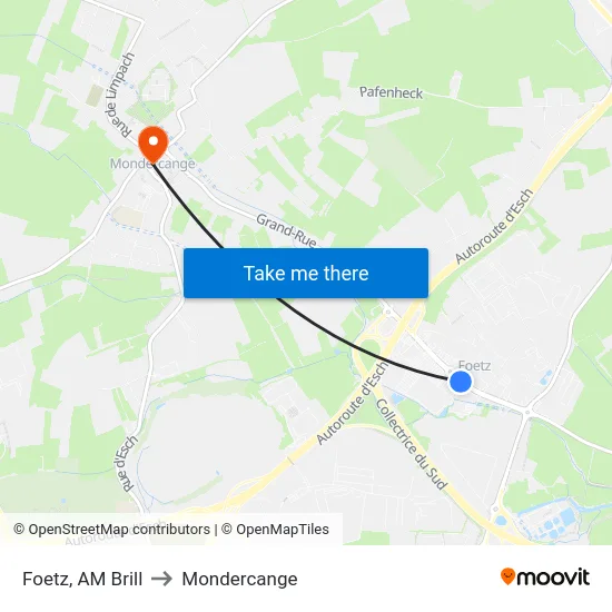 Foetz, AM Brill to Mondercange map