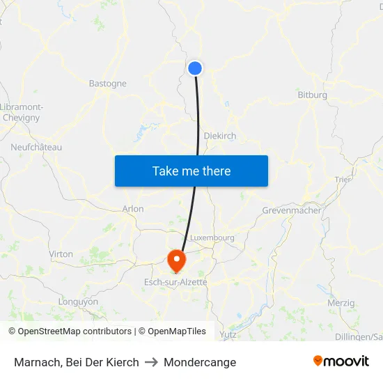 Marnach, Bei Der Kierch to Mondercange map