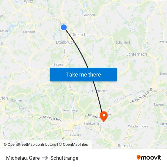 Michelau, Gare to Schuttrange map