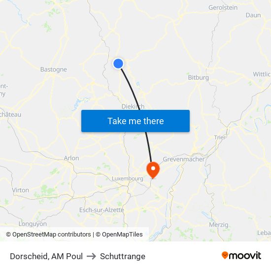 Dorscheid, AM Poul to Schuttrange map