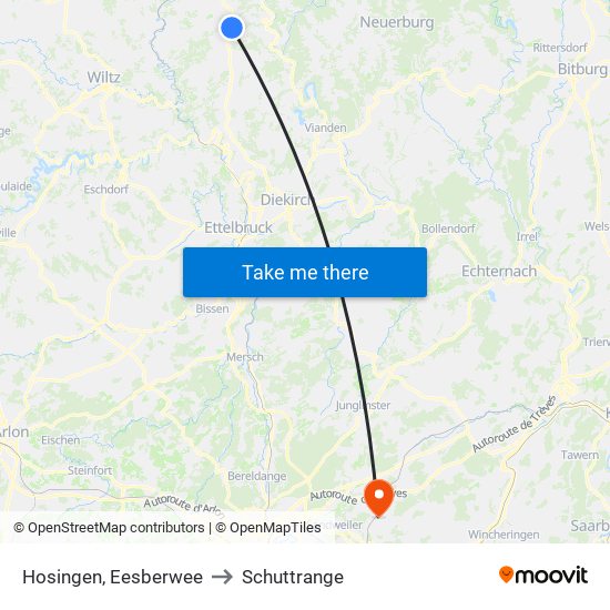 Hosingen, Eesberwee to Schuttrange map