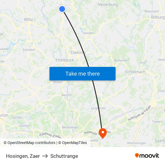 Hosingen, Zaer to Schuttrange map