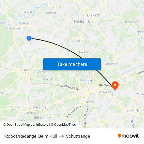 Roodt/Redange, Beim Pull to Schuttrange map