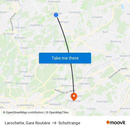 Larochette, Gare Routière to Schuttrange map