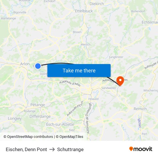 Eischen, Denn Pont to Schuttrange map