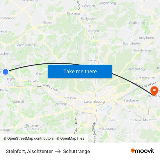Steinfort, Äischzenter to Schuttrange map