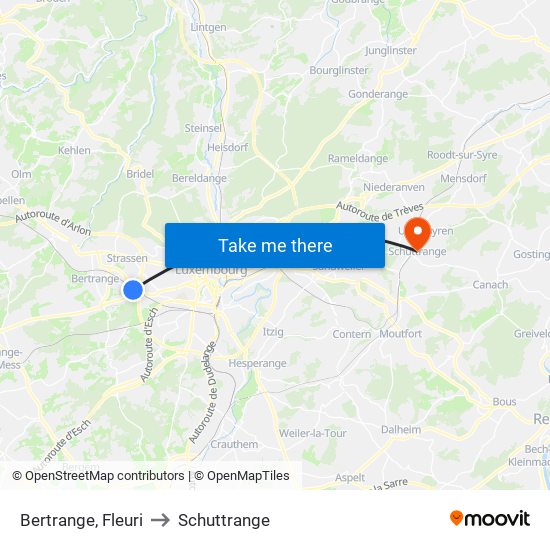 Bertrange, Fleuri to Schuttrange map