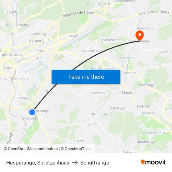 Hesperange, Sprëtzenhaus to Schuttrange map