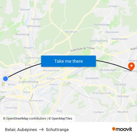 Belair, Aubépines to Schuttrange map