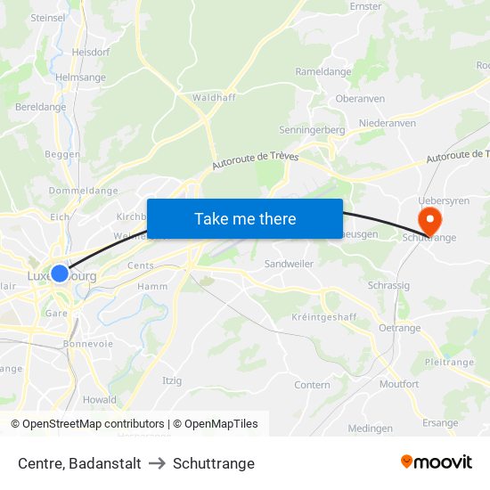 Centre, Badanstalt to Schuttrange map