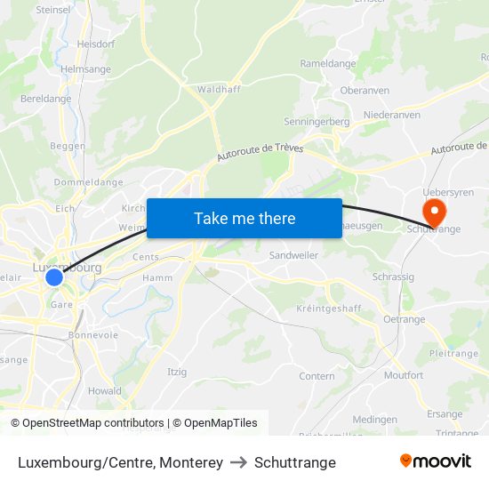 Luxembourg/Centre, Monterey to Schuttrange map