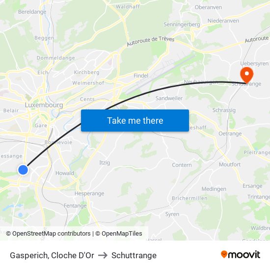 Gasperich, Cloche D'Or to Schuttrange map