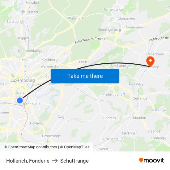 Hollerich, Fonderie to Schuttrange map