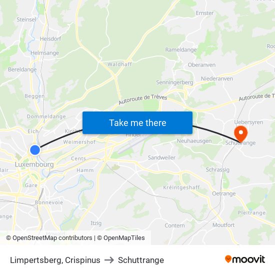 Limpertsberg, Crispinus to Schuttrange map